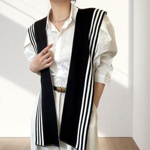 스트라이프 니트 어깨숄 여성가디건 머플러 케이프 니트숄 스카프 WFKWHWH