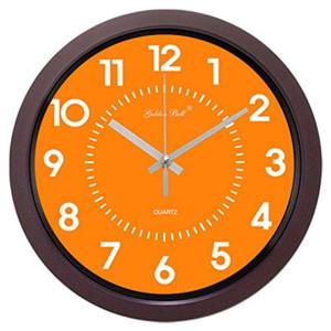 GB4051 무소음 컬러플 월넛라운드 벽시계 28cm 한국 W016224