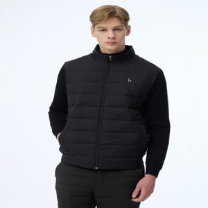 헤지스 골프 남성 [스테디셀러]블랙 소매배색 구스다운 집업가디건 (BLACK) (WPSW3D970BK)