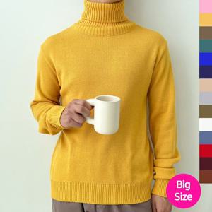 블레오 남성 겨울 목폴라 오버핏 빅사이즈 기본 긴팔 니트