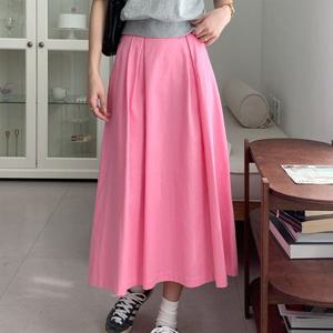 H스타일(DK)주름롱플레어SK 여성 봄 여름 롱스커트 A라인 롱치마 밴딩 데일리