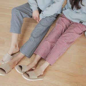 [버블돌]순면 스몰체크 9부 파자마바지 남여 바지잠옷 4colors 택1