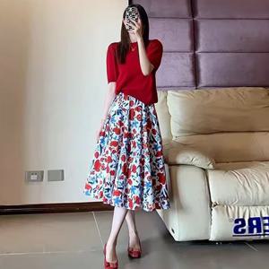 ★베스트할인★ [무드무드] 플루 반팔 니트 뒷밴딩 스커트 set