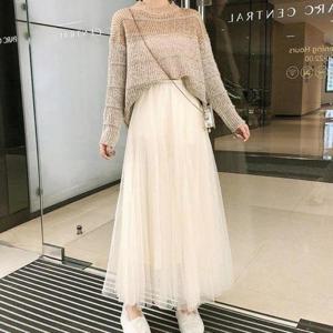 여성스러운 더블쉬폰 A라인 롱 발레리나 스커트 치마