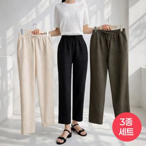 ★26SS 인견바지3종★여성 인견 밴딩9부 팬츠 3종세트 구김적은 하체 체형커버