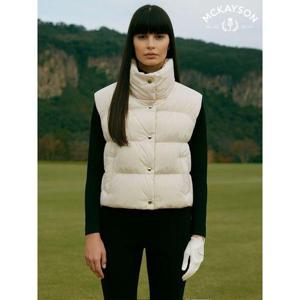 [맥케이슨]여성 와이드 카라 구스다운 베스트 아이보리 MDW4DV604IVY