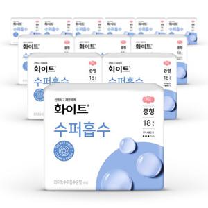 화이트 생리대 수퍼흡수 중형 18p x12팩