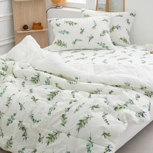 리빙홈 싱그러운 잎사귀 40수 광목 순면 차렵 이불세트 SS ( 이불 + 베개커버 )