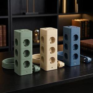 [어썸] 12구 고용량 4000W 플러그 스위치형 큐브 타워 멀티탭 USB-C타입 3color