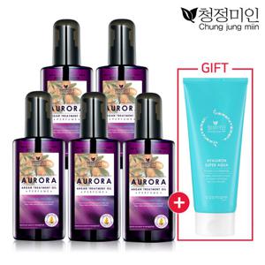 [청정미인] 오로라 아르간 헤어에센스 140ml 5개+폼클렌징 200g 증정 / 트리트먼트 오일