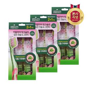 히말라야 핑크솔트 담은칫솔 그린티 2+1입 3개 (총 9입)
