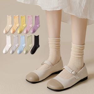 [루즈루나] 유티 돌돌이 얇은 코튼 무압박 시스루 스타킹 긴 양말