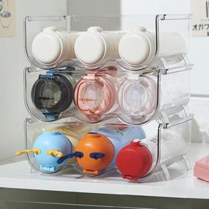 적층식 텀블러 거치대 정리함 수납대 물병 정리대 텀블러랙 트레이 선반 보관 3구 N846