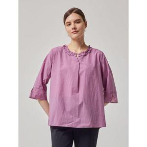 [크로커다일레이디]퍼플 넥프릴 장식 블라우스 티셔츠 CLCMTS122