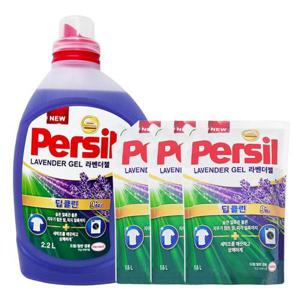 [유한락스]퍼실 딥클린 라벤더 드럼/일반 겸용 용기 2.2L + 리필 1.5L x3