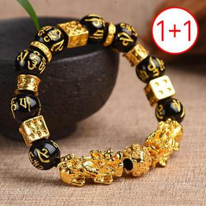 [지와이] 1+1 비휴 염주 주사위 팔찌 흑요석 금전운 재물 소망 사업운 상승 여자 남자 행운 액막이