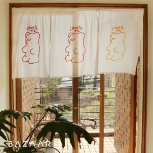 [바자르] 베어구미 자수 가리개커튼(60x75)1장+압축봉