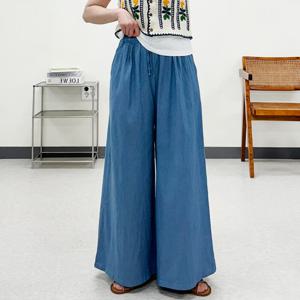 미즈큐즈 / 연청 진청 데님 밴딩 와이드 팬츠 통바지 2color