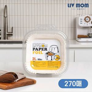 리브맘 에어프라이어 사각 접시형 종이호일 16 x 4.5cm 270매