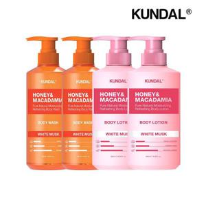 [쿤달]쿤달 퓨어 바디워시 화이트머스크 500ml x2개+바디로션 화이트머스크 500ml x2개