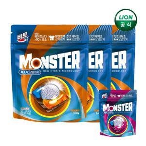 비트 캡슐세제 몬스터팟 시트러스 25입X3개+ 유킬랍투스 5입x1개 + 참그린본품+아이깨끗해250ml+바르는비트