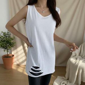 [옷자락]여성 여름 시원한 면 레이어드 롱 나시