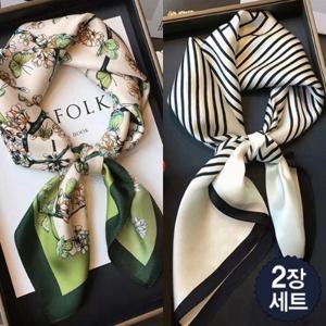 [몽벨리즈]2장세트/데일리70X70패턴실키쁘띠스카프 mde2301968_2set