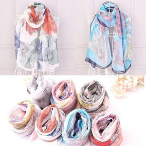 [에이치플러스몰]스프링 연꽃 쉬폰 롱 스카프 여름 여성 여자 간절기