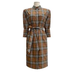 [버버리] 체크 벨티드 셔츠 원피스/토프브라운/8093477