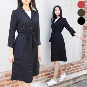[사자마트] 롱 셔츠 버튼 원피스