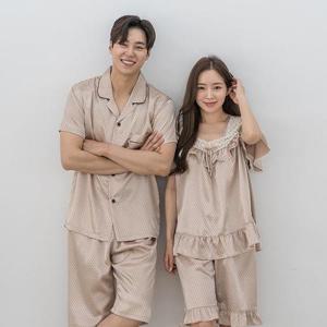 [바풀]CA3S133-15 커플잠옷 물실크 파자마 반팔 잠옷 세트