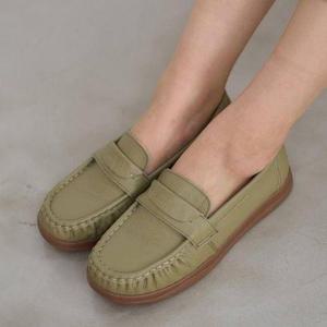 [신꼬가]발편한 여자 가죽 쿠션 로퍼 단화 엄마 신발