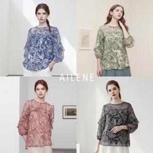 [엘렌느] 26SS 플로럴 쉬폰 프릴 블라우스 4종