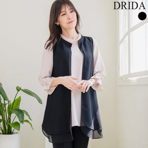 드리다 여성 정장 이중 롱 조끼 여름 빅사이즈 숄 블랙 베스트 40-50대 중년 마담 상견례 하객 출근 선물