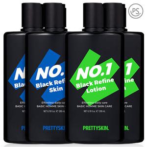 프리티스킨 넘버원 블랙 옴므 대용량 200ml 스킨2 + 로션2 총 4개 / 남성화장품세트 남성기초