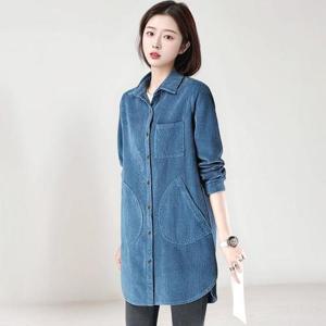 (55~88)빅포켓골덴셔츠점퍼 체크자켓 카라점퍼 반코트 간절기여성점퍼 40대 50대 엄마옷