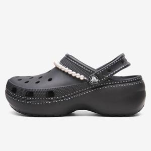 [크록스]클래식 콘트레스트 스티치 플랫폼 클로그 211536-001 블랙 샌들 여성 큐빅