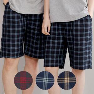 [토토와모모]체크 파자마 커플 여성 잠옷바지 반바지 여자 남자 5부 AP5-260