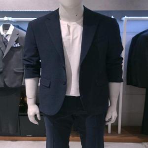 [트루젠]남성 봄 여름 네이비 린넨(마)혼방 콤비 비지니스 캐주얼 자켓