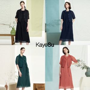 [케이수] 25SS 플리츠 쉬폰 시스루 셋업(자켓+원피스)