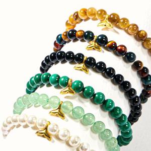 [한국금다이아몬드] 순금 24K 팔찌 천연석 행운 고래꼬리 6mm 6종 택 1