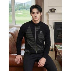 [까스텔바작]남성 울혼방 방풍 니트 집업 블랙 BGBWSJ201BK