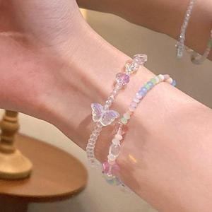 [홀리지]플라베 나비 구슬 비즈 파스텔 팔찌