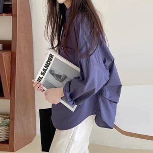 [무드무드] 셔롤 더블 단추 백 셔링 셔츠