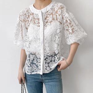 [유니제이] 로키 시스루 퍼프 가디건