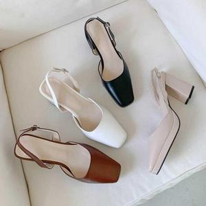 여성 정장 샌들 슬링백 가보시 통굽 하이 힐 구두 WFJF5S6