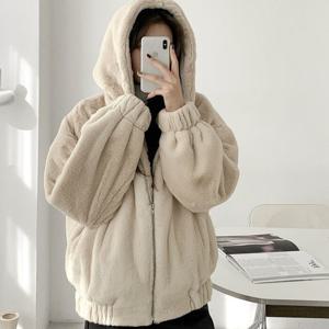 플러리싱 / 캐주얼 보아 퍼 후드 집업 점퍼  플러리싱