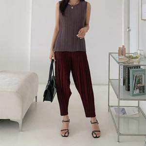 [옷자락] 여성 찰랑 배기 주름 하이웨이스트 고무줄 승마 바지