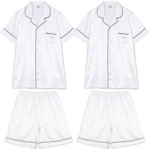 [알콩단잠]커플 빅사이즈잠옷 S-3XL 파자마 무지 실크 반팔 편한 여름옷 결혼선물 셋업 WH