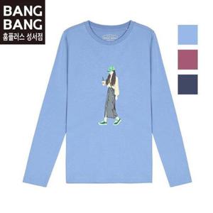 뱅뱅 HC04 가을 여성 라운드 얇은긴팔 면티셔츠 데이트룩 프린팅 편한고 예
